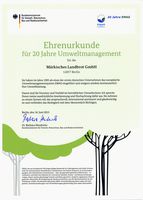Ehrenurkunde Umweltmanagement 2015