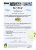 Zertifikat Ökostromverbrauch für 2021